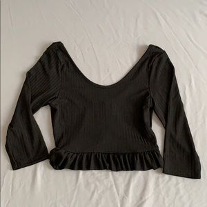 NWOT- Black slightly cropped Low back Shirt